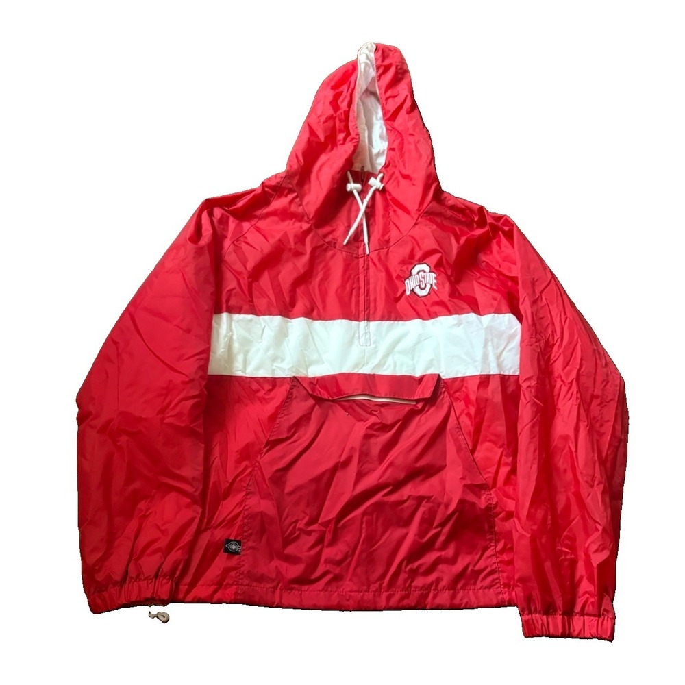Vintage Ohio State Buckeyes Pullover Jacket Mens L Red Lined Windbreaker 90s